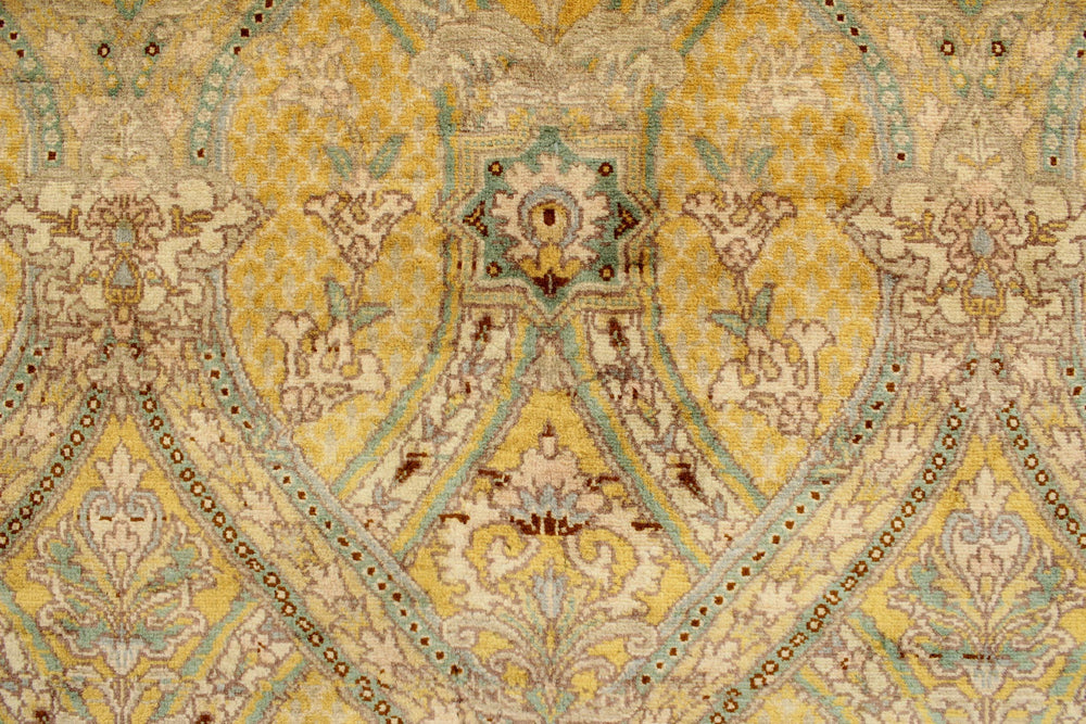 handmade Transitional Tabriz Gold Green Hand Knotted RECTANGLE 100% WOOL area rug 6x9