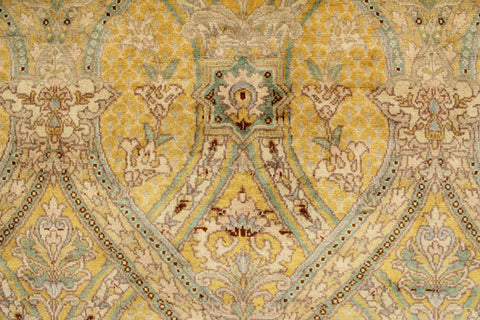 handmade Transitional Tabriz Gold Green Hand Knotted RECTANGLE 100% WOOL area rug 6x9