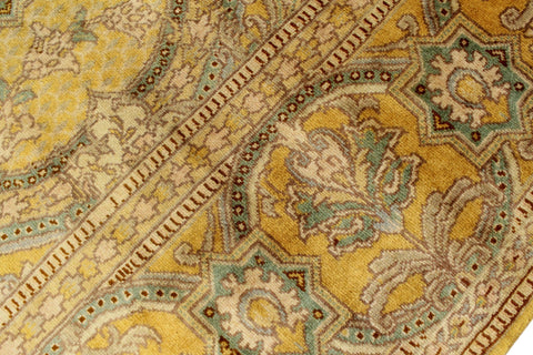 handmade Transitional Tabriz Gold Green Hand Knotted RECTANGLE 100% WOOL area rug 6x9