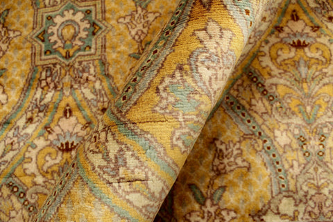 handmade Transitional Tabriz Gold Green Hand Knotted RECTANGLE 100% WOOL area rug 6x9