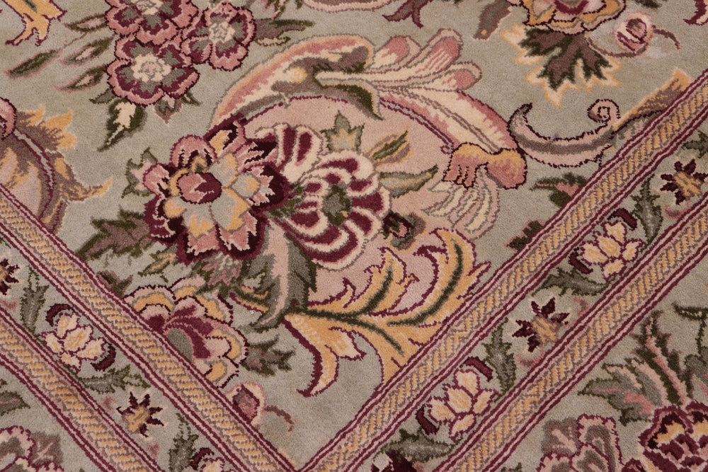 handmade Traditional Basarabian Green Gold Hand Knotted RECTANGLE 100% WOOL area rug 9' x 12'