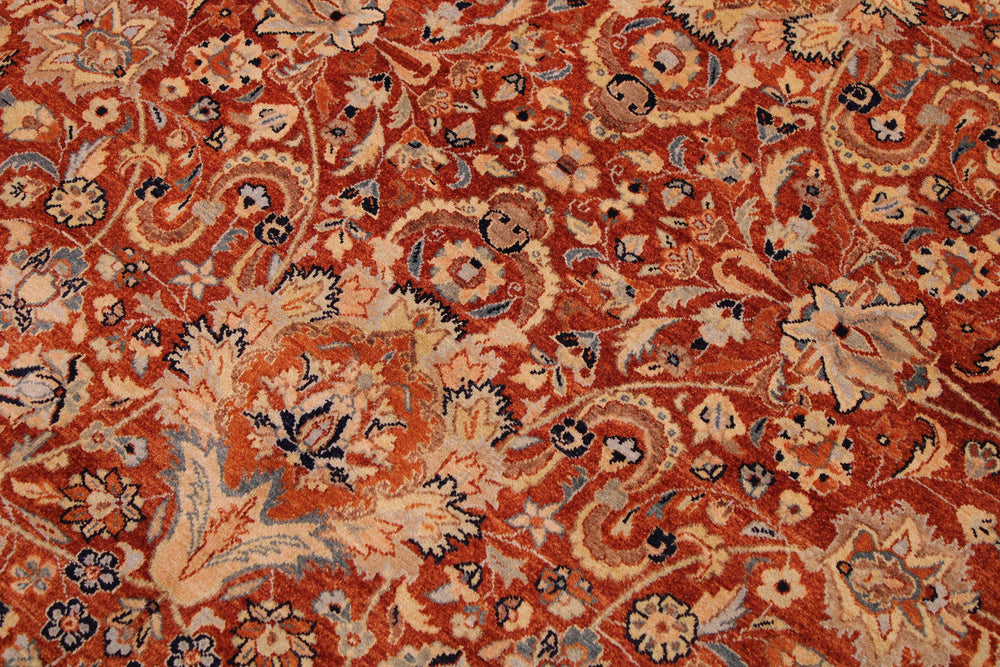 handmade Transitional Agra Rust Multi Hand Knotted RECTANGLE 100% WOOL area rug 9x12