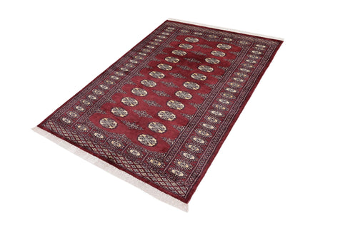 handmade Geometric Bokhara Maroon Gray Hand Knotted RECTANGLE 100% WOOL area rug 3X5