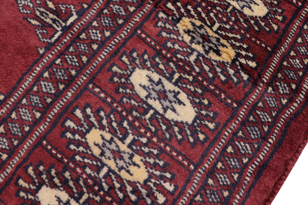 handmade Geometric Bokhara Maroon Gray Hand Knotted RECTANGLE 100% WOOL area rug 3X5