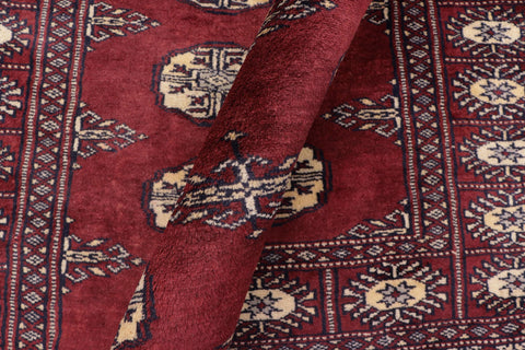 handmade Geometric Bokhara Maroon Gray Hand Knotted RECTANGLE 100% WOOL area rug 3X5