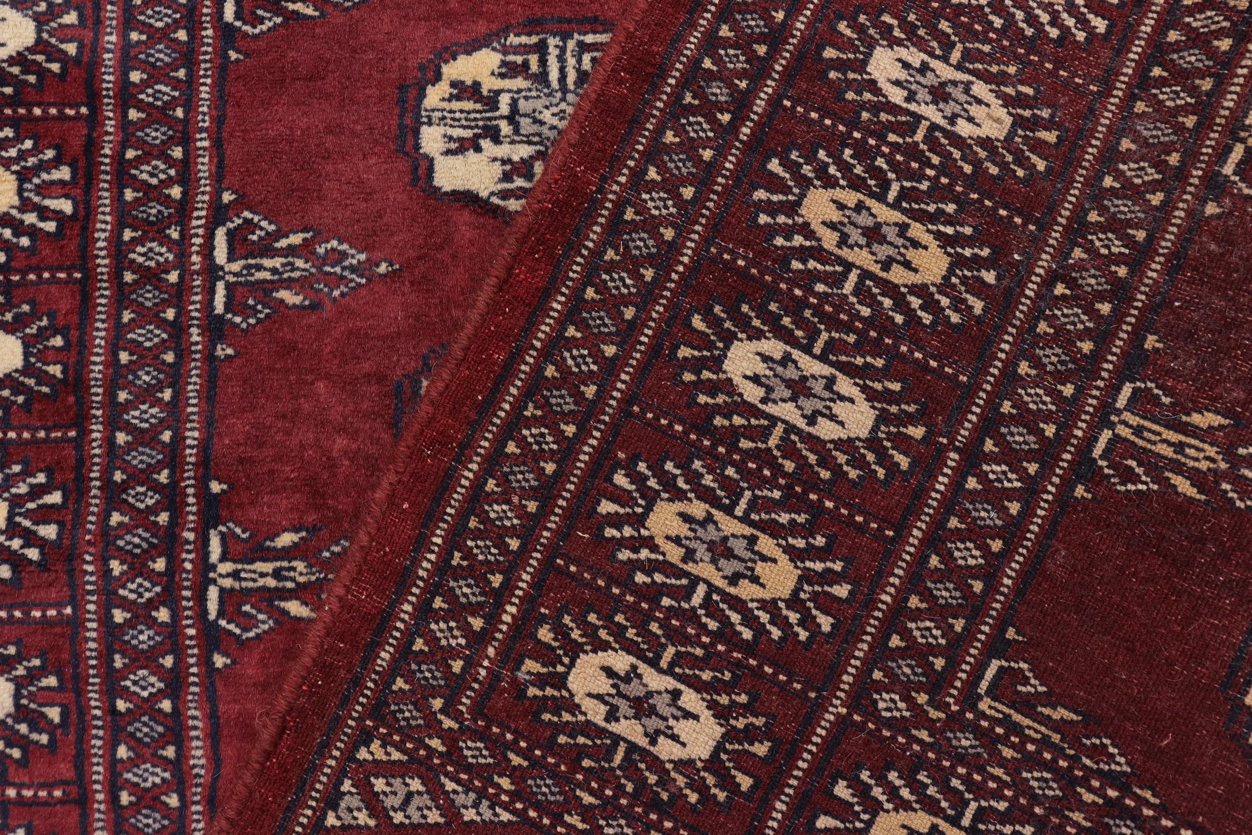 handmade Geometric Bokhara Maroon Gray Hand Knotted RECTANGLE 100% WOOL area rug 3X5