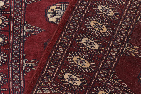 handmade Geometric Bokhara Maroon Gray Hand Knotted RECTANGLE 100% WOOL area rug 3X5