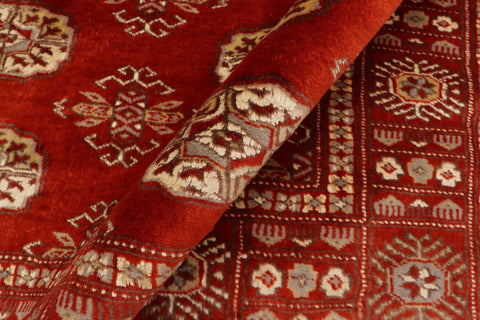 handmade Geometric Bokhara Rust Gray Hand Knotted RECTANGLE 100% WOOL area rug 3X5