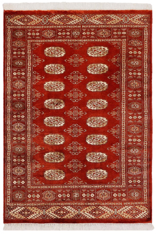 Southwestern Bokhara Jordin Rust/Gray Wool Rug - 3'2''X5'1''