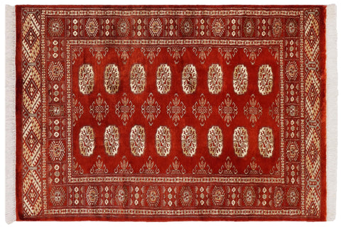 handmade Geometric Bokhara Rust Gray Hand Knotted RECTANGLE 100% WOOL area rug 3X5