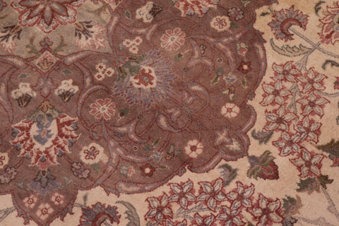 handmade Traditional Kashan Ivory Brown Hand Knotted RECTANGLE 100% WOOL area rug 9x12