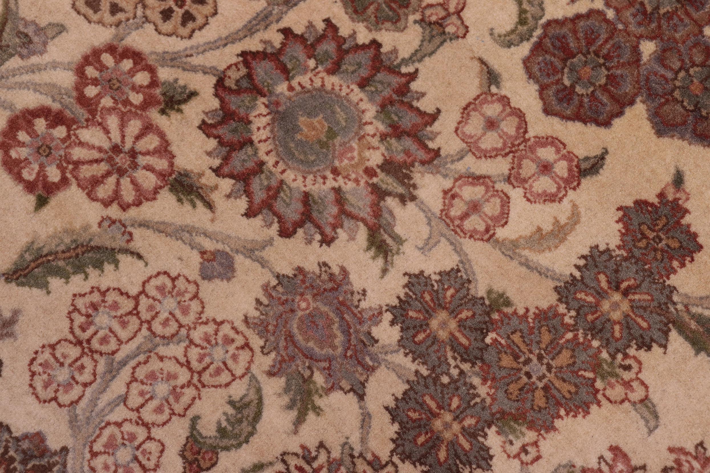 handmade Traditional Kashan Ivory Brown Hand Knotted RECTANGLE 100% WOOL area rug 9x12