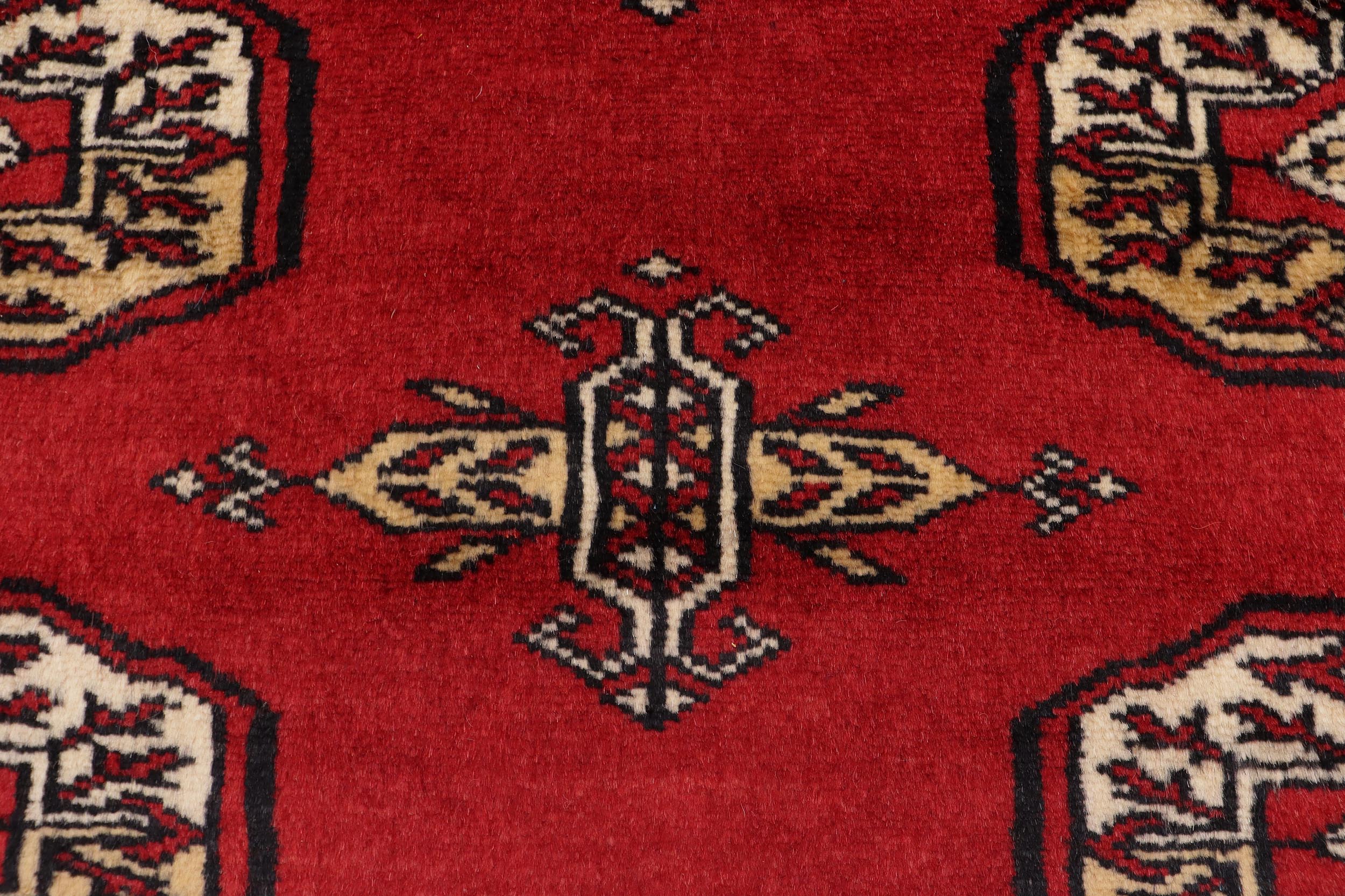 handmade Geometric Bokhara Red Beige Hand Knotted RECTANGLE 100% WOOL area rug 4X6