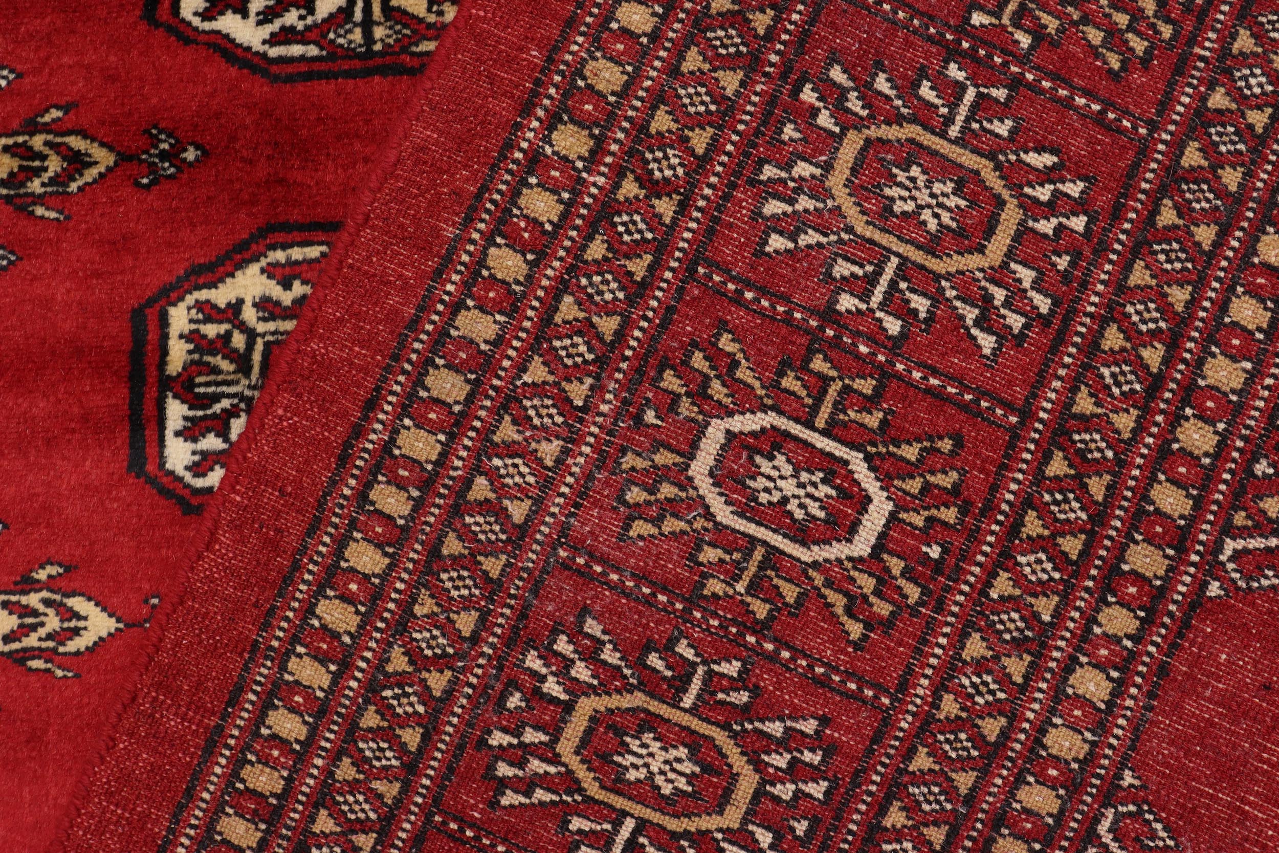 handmade Geometric Bokhara Red Beige Hand Knotted RECTANGLE 100% WOOL area rug 4X6