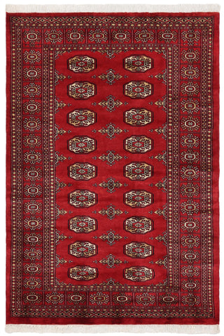 Tribal Bokhara Leticia Red/Beige Wool Rug - 4'1''X6'2''