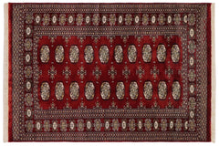 handmade Geometric Bokhara Red Gray Hand Knotted RECTANGLE 100% WOOL area rug 4X6