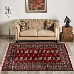 handmade Geometric Bokhara Red Gray Hand Knotted RECTANGLE 100% WOOL area rug 4 x 6
