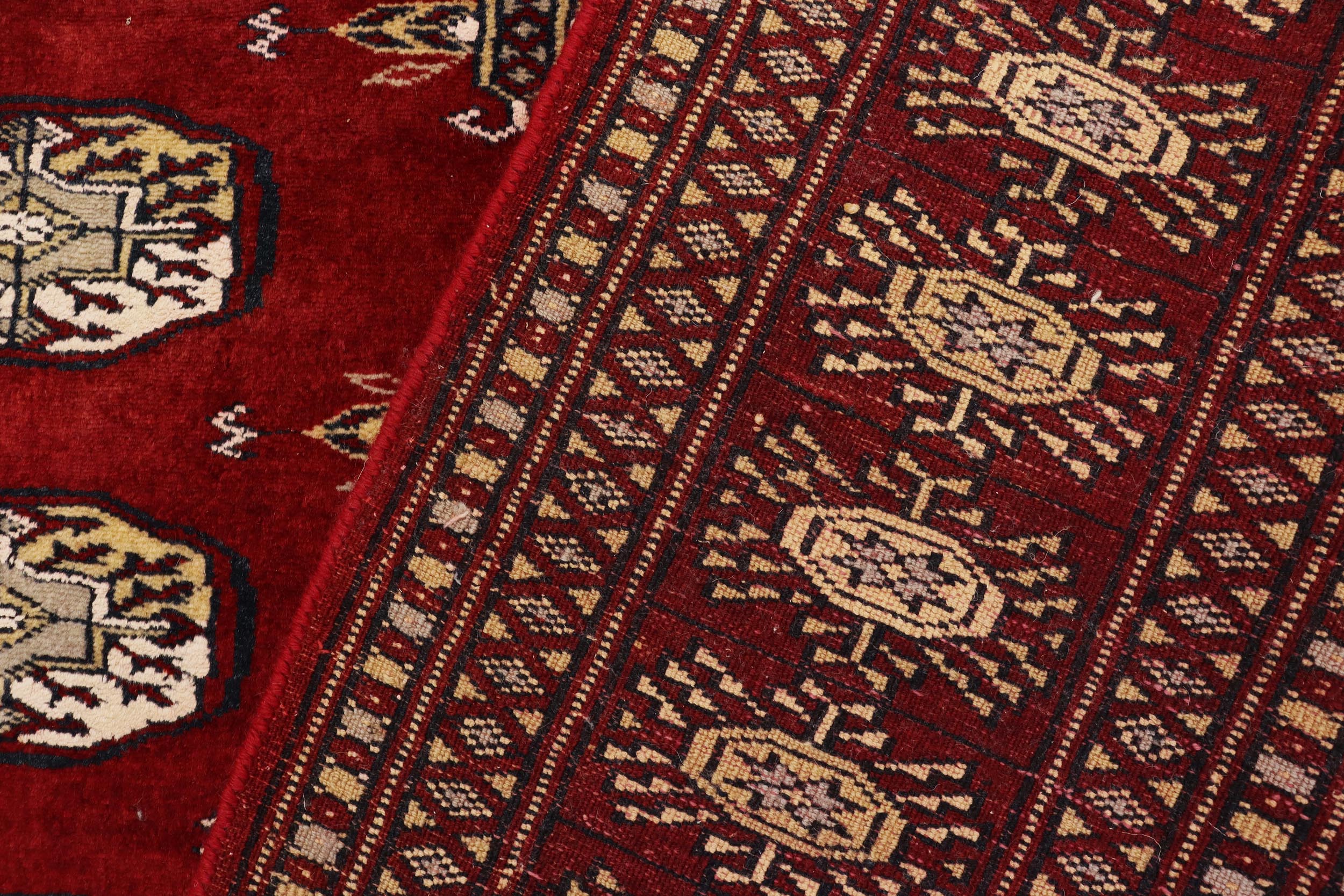 handmade Geometric Bokhara Red Gray Hand Knotted RECTANGLE 100% WOOL area rug 4X6
