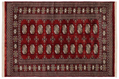 Southwestern Bokhara Madelyn Red/Gray Wool Rug - 4'0''X5'9''