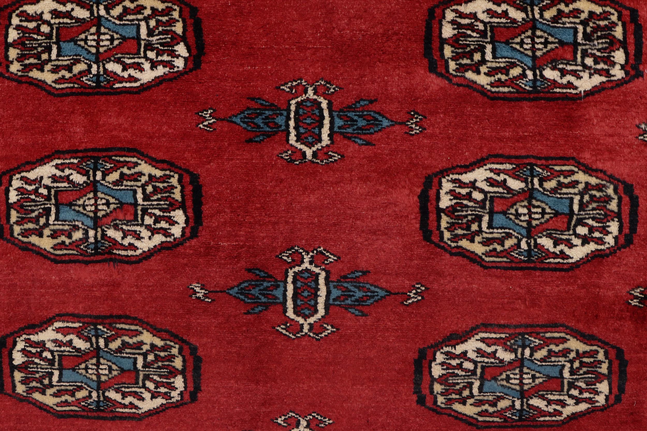 handmade Geometric Bokhara Red Blue Hand Knotted RECTANGLE 100% WOOL area rug 4X6