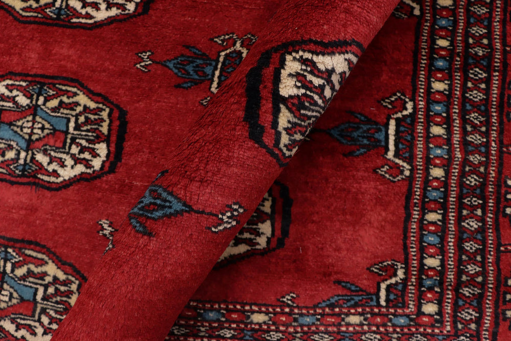 handmade Geometric Bokhara Red Blue Hand Knotted RECTANGLE 100% WOOL area rug 4X6