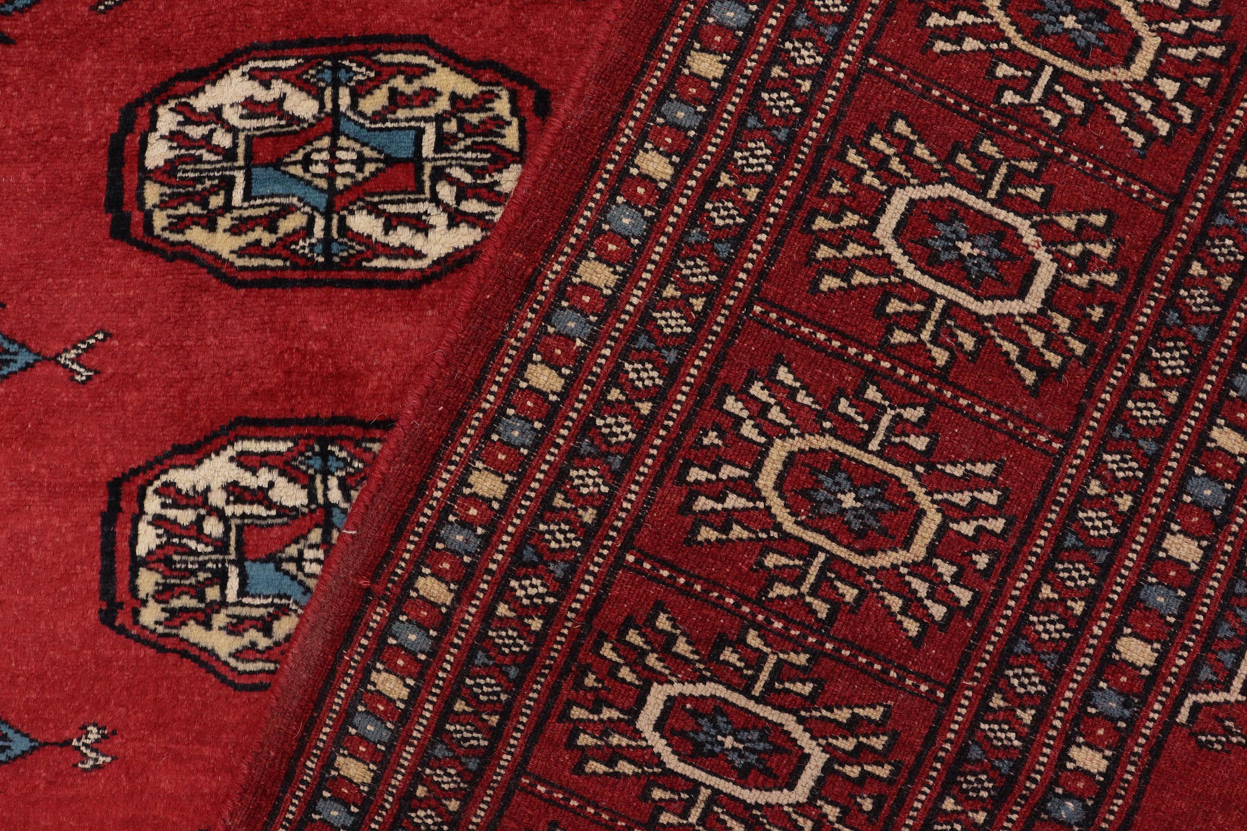 handmade Geometric Bokhara Red Blue Hand Knotted RECTANGLE 100% WOOL area rug 4X6