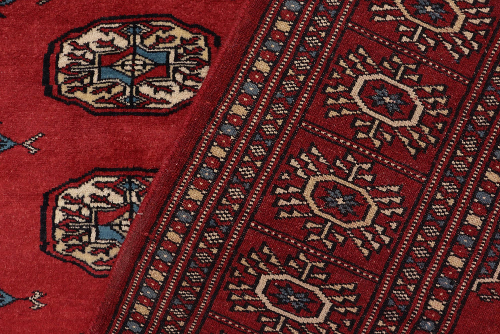 handmade Geometric Bokhara Red Blue Hand Knotted RECTANGLE 100% WOOL area rug 4X6