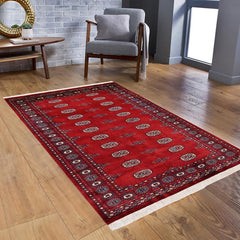 handmade Geometric Bokhara Red Blue Hand Knotted RECTANGLE 100% WOOL area rug 4 x 6