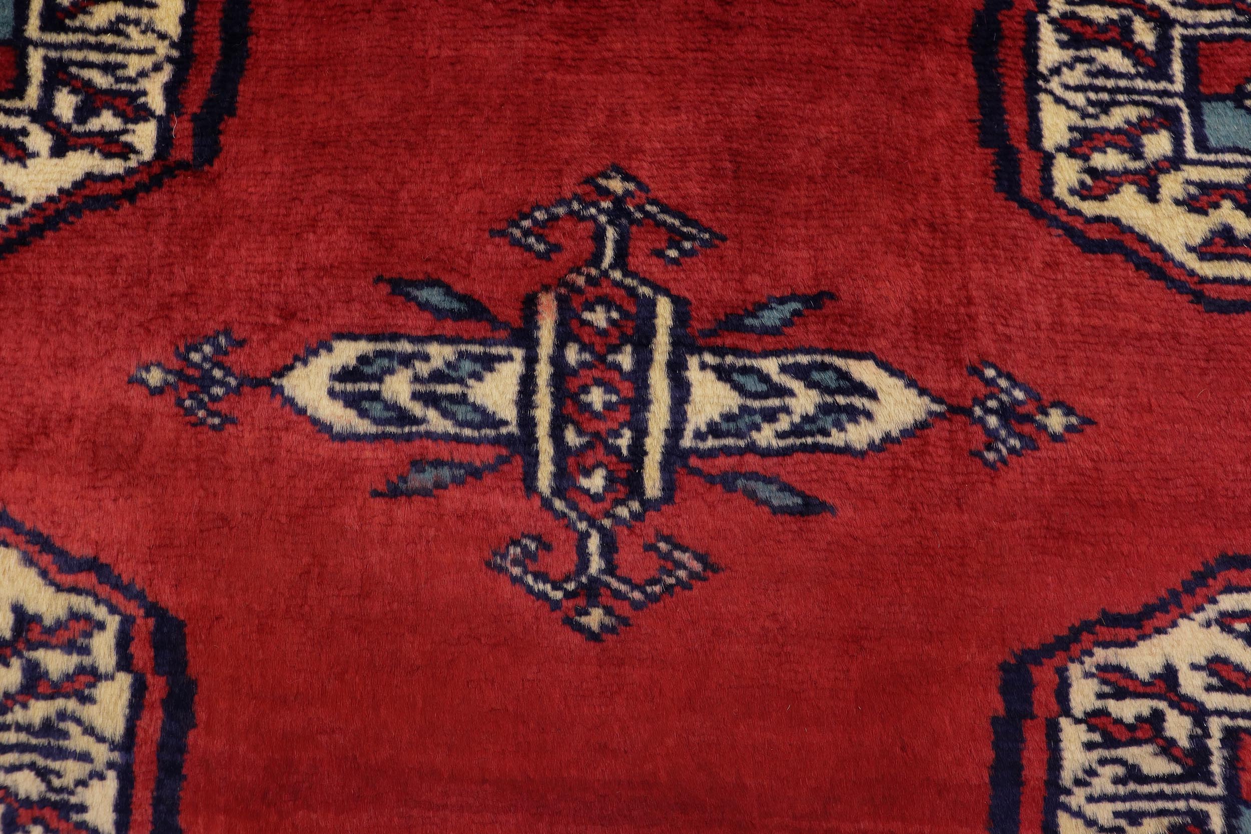 handmade Geometric Bokhara Red Blue Hand Knotted RECTANGLE 100% WOOL area rug 4X6