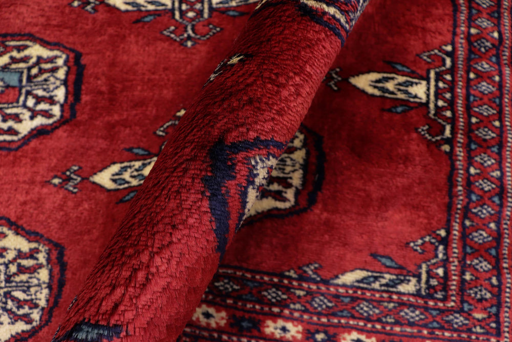 handmade Geometric Bokhara Red Blue Hand Knotted RECTANGLE 100% WOOL area rug 4X6