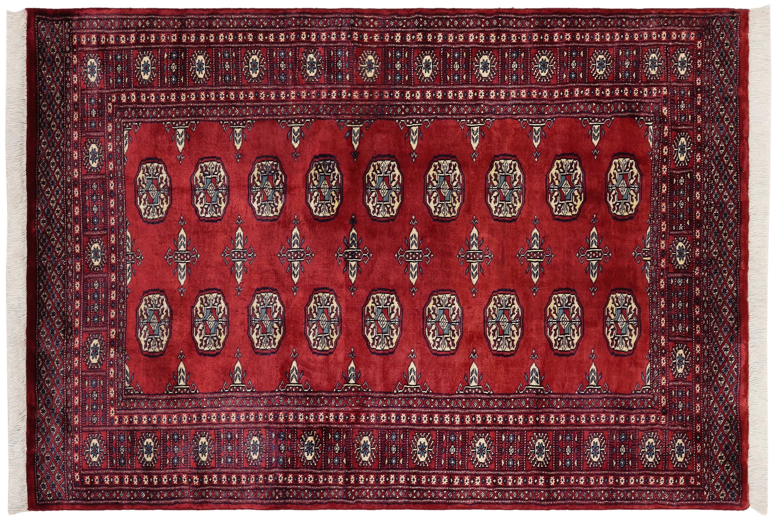 handmade Geometric Bokhara Red Blue Hand Knotted RECTANGLE 100% WOOL area rug 4X6
