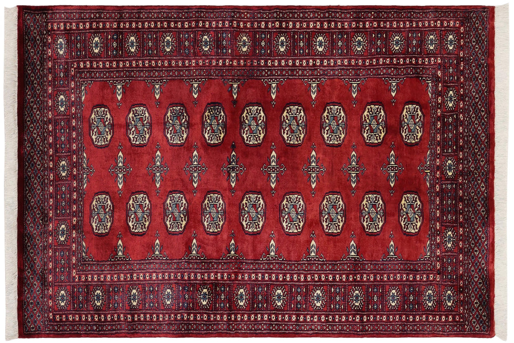 handmade Geometric Bokhara Red Blue Hand Knotted RECTANGLE 100% WOOL area rug 4X6