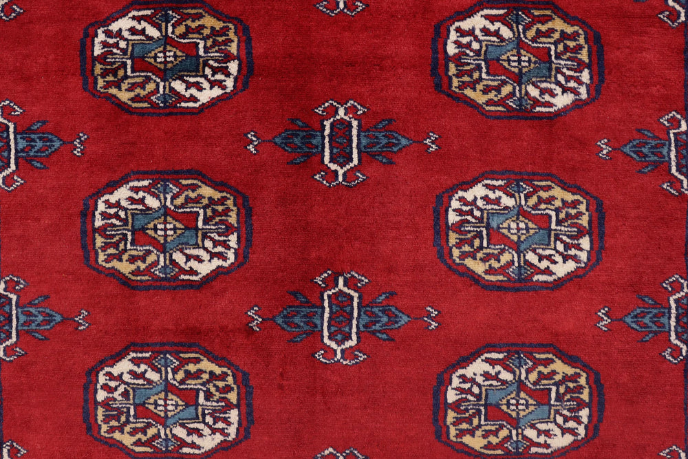 handmade Geometric Bokhara Red Blue Hand Knotted RECTANGLE 100% WOOL area rug 4X6