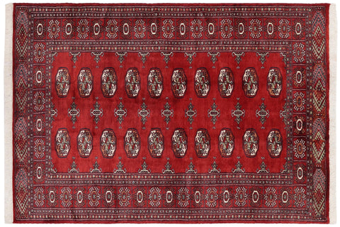 Southwestern Bokhara Yaretzi Red/Rust Wool Rug - 4'1''X6'4''