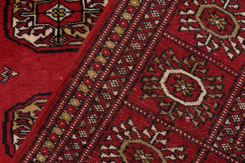 handmade Geometric Bokhara Red Beige Hand Knotted RECTANGLE 100% WOOL area rug 4X6