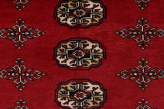 handmade Geometric Bokhara Red Beige Hand Knotted RECTANGLE 100% WOOL area rug 4X7