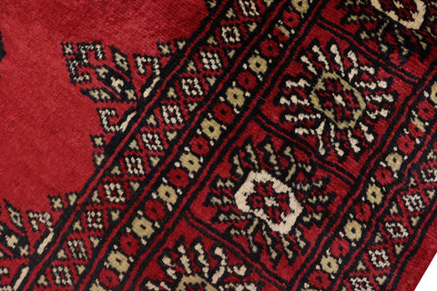 handmade Geometric Bokhara Red Beige Hand Knotted RECTANGLE 100% WOOL area rug 4X7