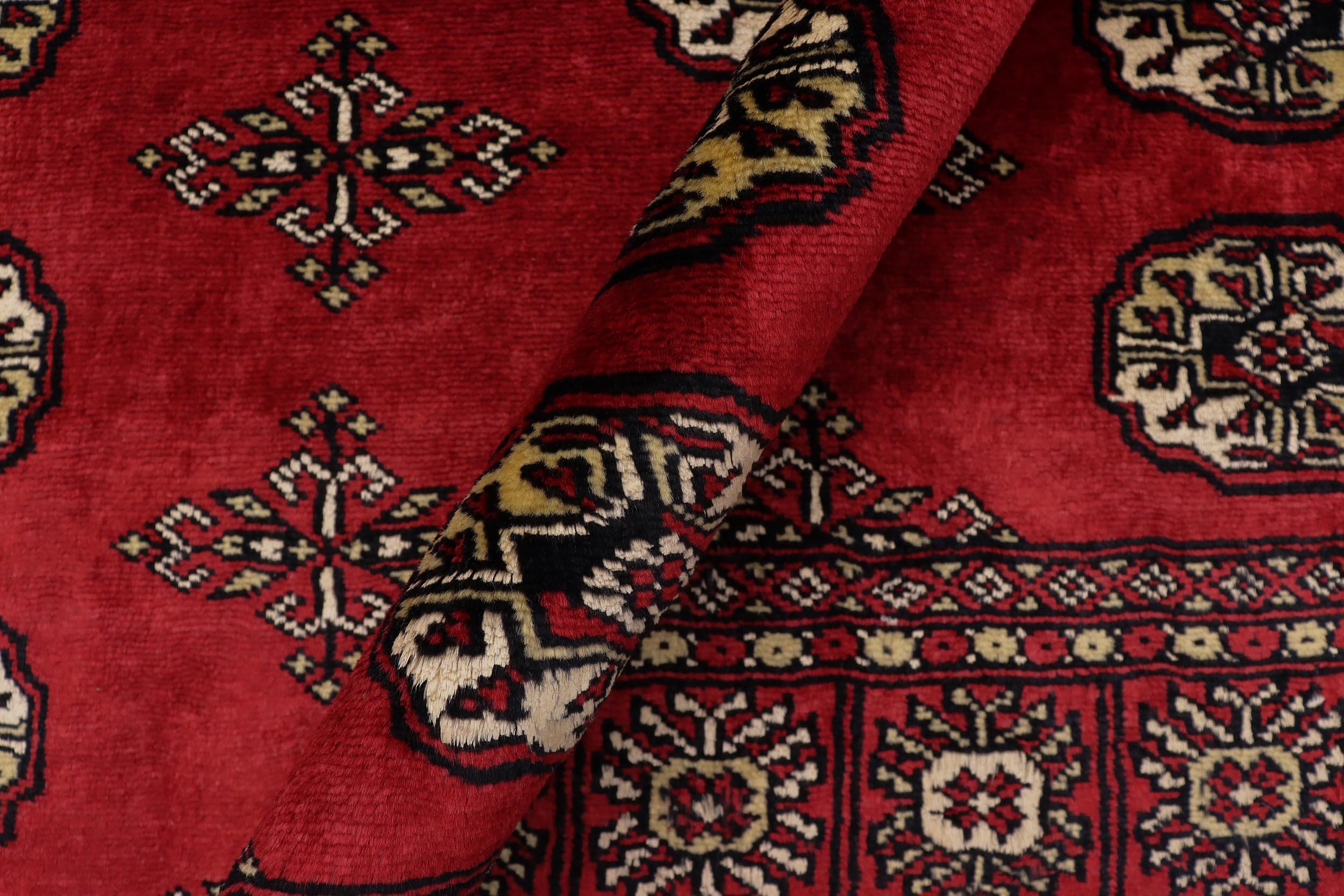 handmade Geometric Bokhara Red Beige Hand Knotted RECTANGLE 100% WOOL area rug 4X7