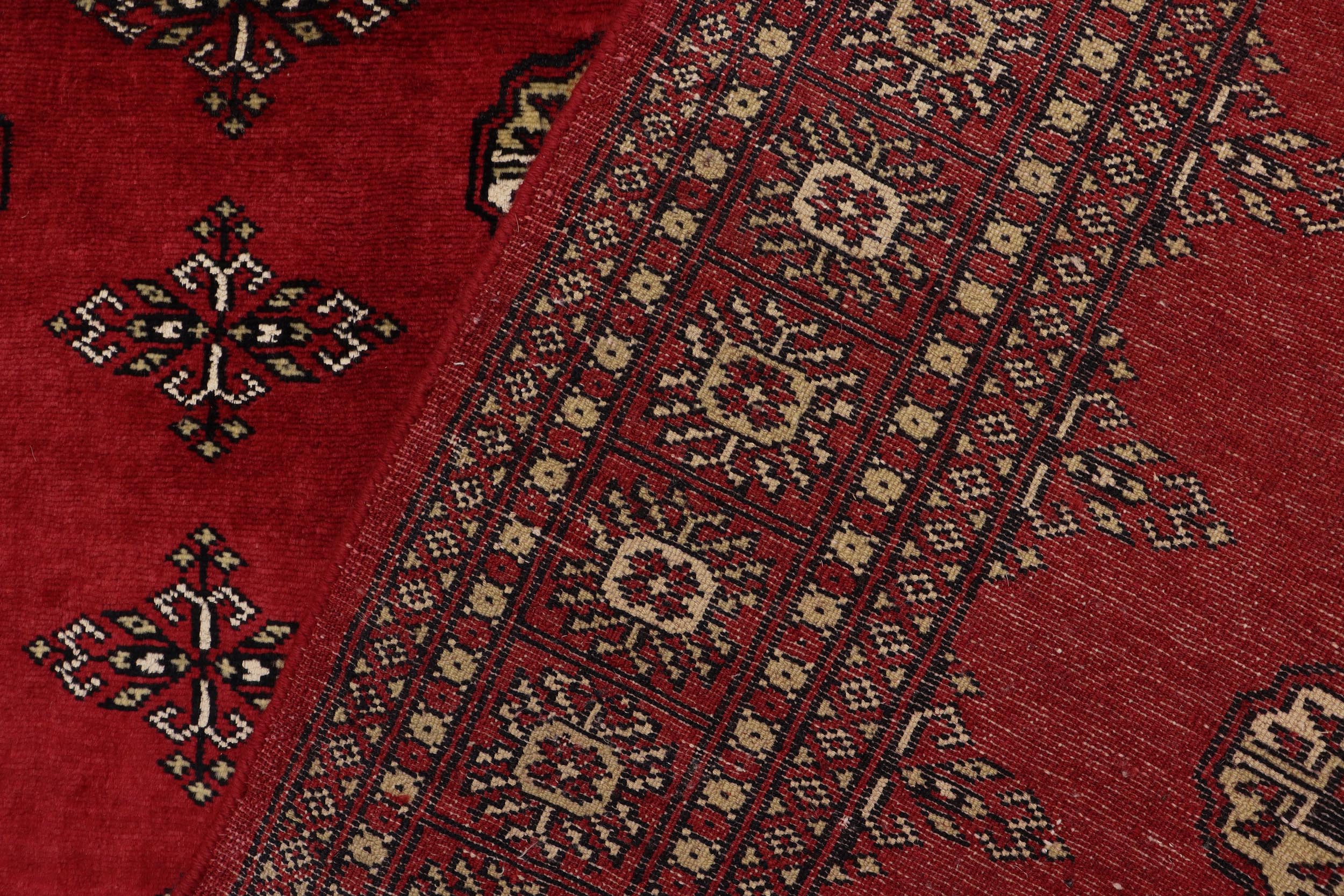 handmade Geometric Bokhara Red Beige Hand Knotted RECTANGLE 100% WOOL area rug 4X7