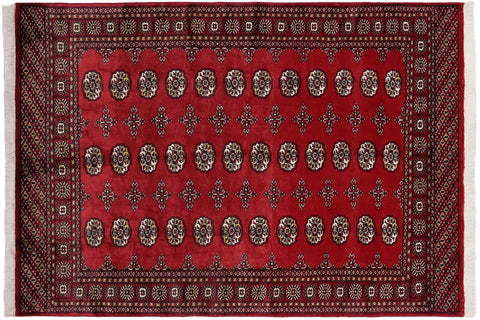 Southwestern Bokhara Mathew Red/Beige Wool Rug - 4'3''X6'6''