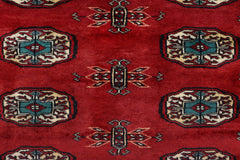 handmade Geometric Bokhara Red Green Hand Knotted RECTANGLE 100% WOOL area rug 4X6