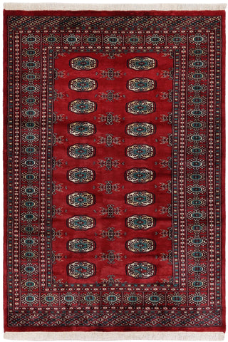Tribal Bokhara Deborah Red/Green Wool Rug - 4'3''X6'3''