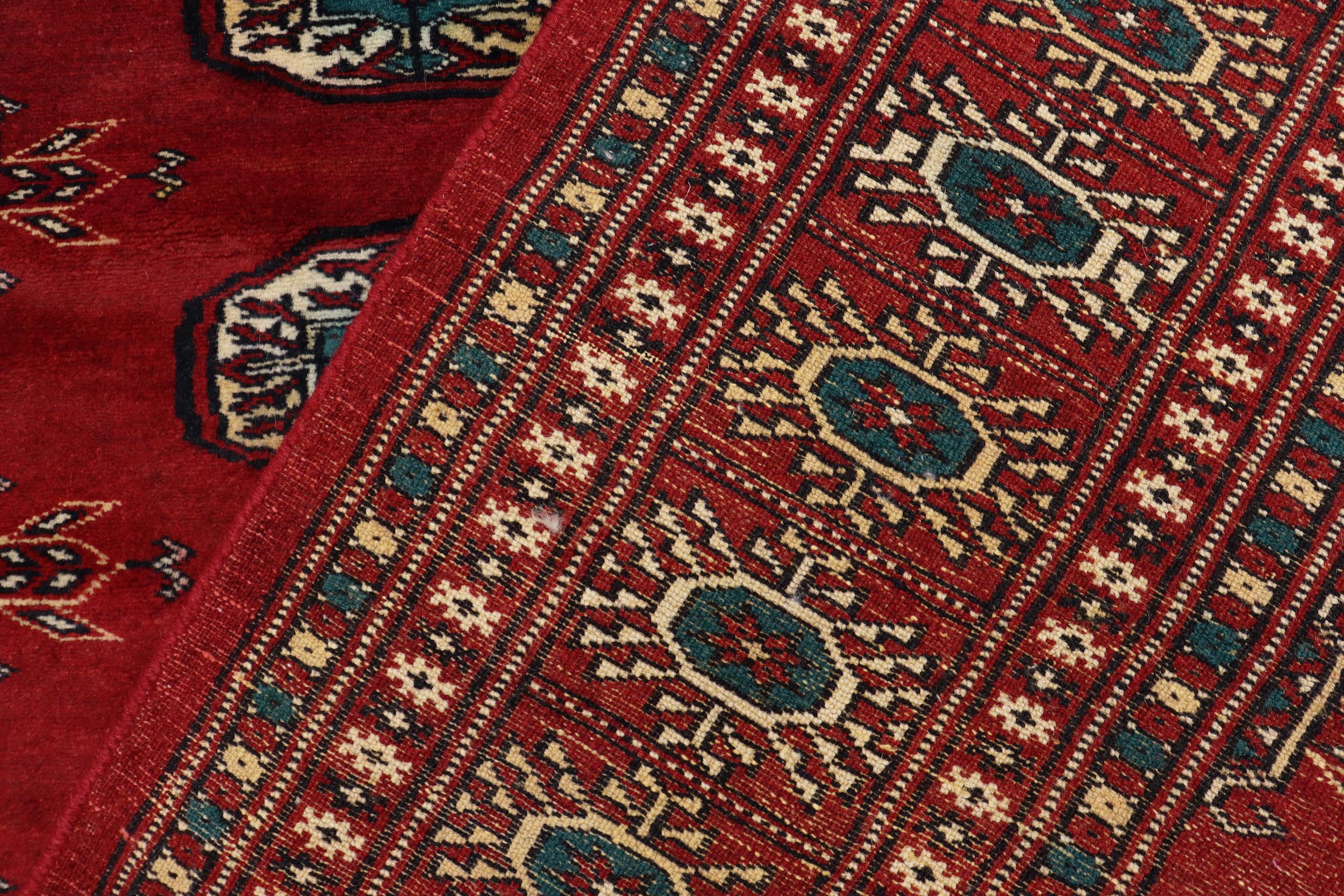 handmade Geometric Bokhara Red Green Hand Knotted RECTANGLE 100% WOOL area rug 4X6