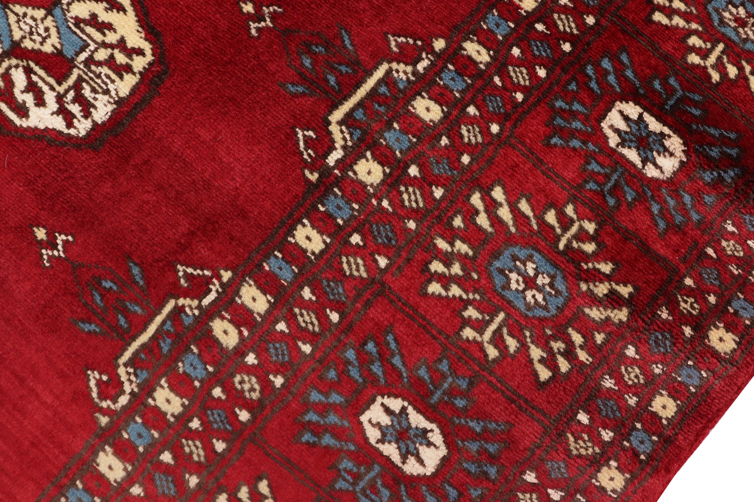 handmade Geometric Bokhara Red Blue Hand Knotted RECTANGLE 100% WOOL area rug 4X6