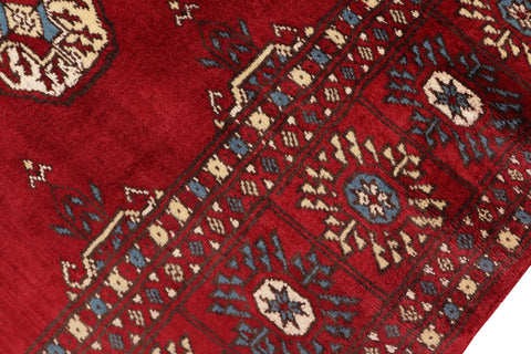 handmade Geometric Bokhara Red Blue Hand Knotted RECTANGLE 100% WOOL area rug 4X6