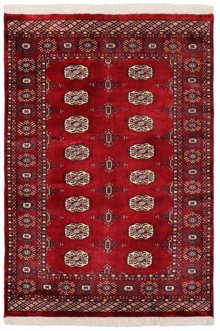 Rustic Bokhara Kieran Red/Blue Wool Rug - 4'0''X5'8''