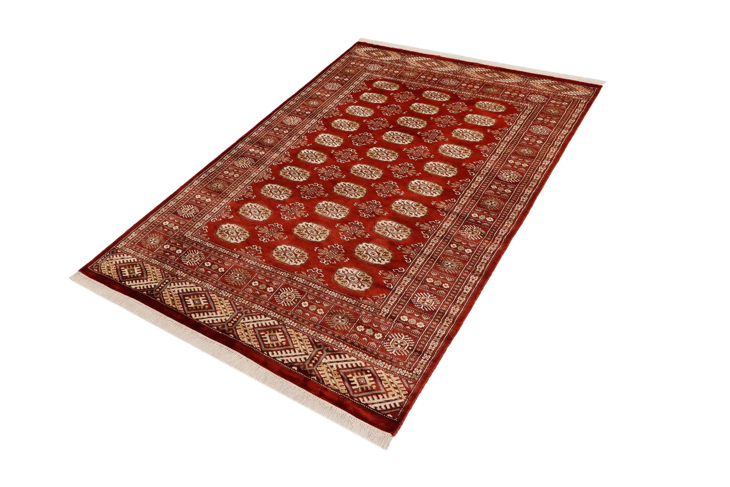 handmade Geometric Bokhara Rust Beige Hand Knotted RECTANGLE 100% WOOL area rug 4X6