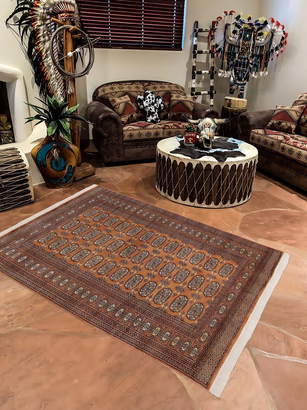 handmade Geometric Bokhara Brown Beige Hand Knotted RECTANGLE 100% WOOL area rug 4X6