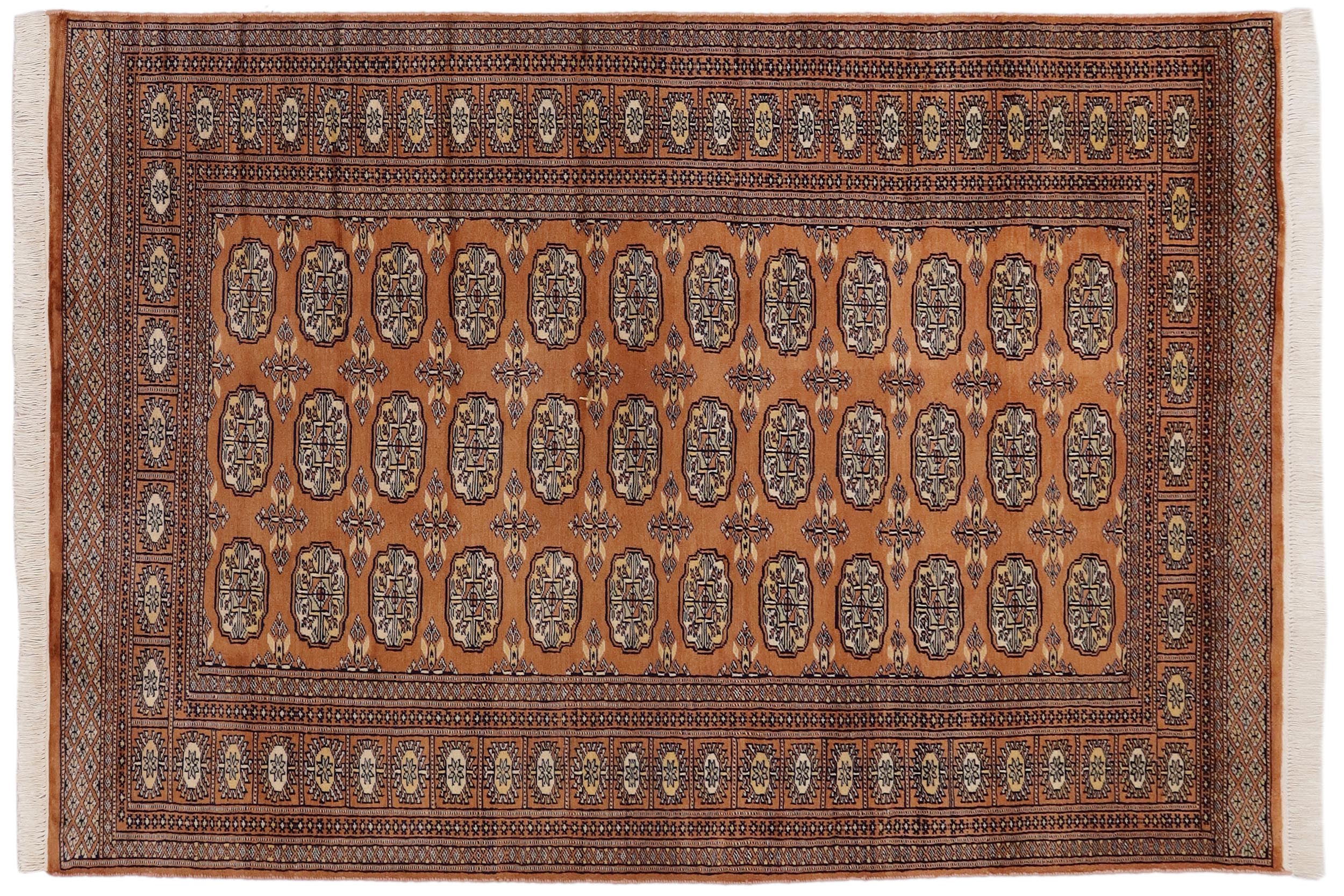 handmade Geometric Bokhara Brown Beige Hand Knotted RECTANGLE 100% WOOL area rug 4X6