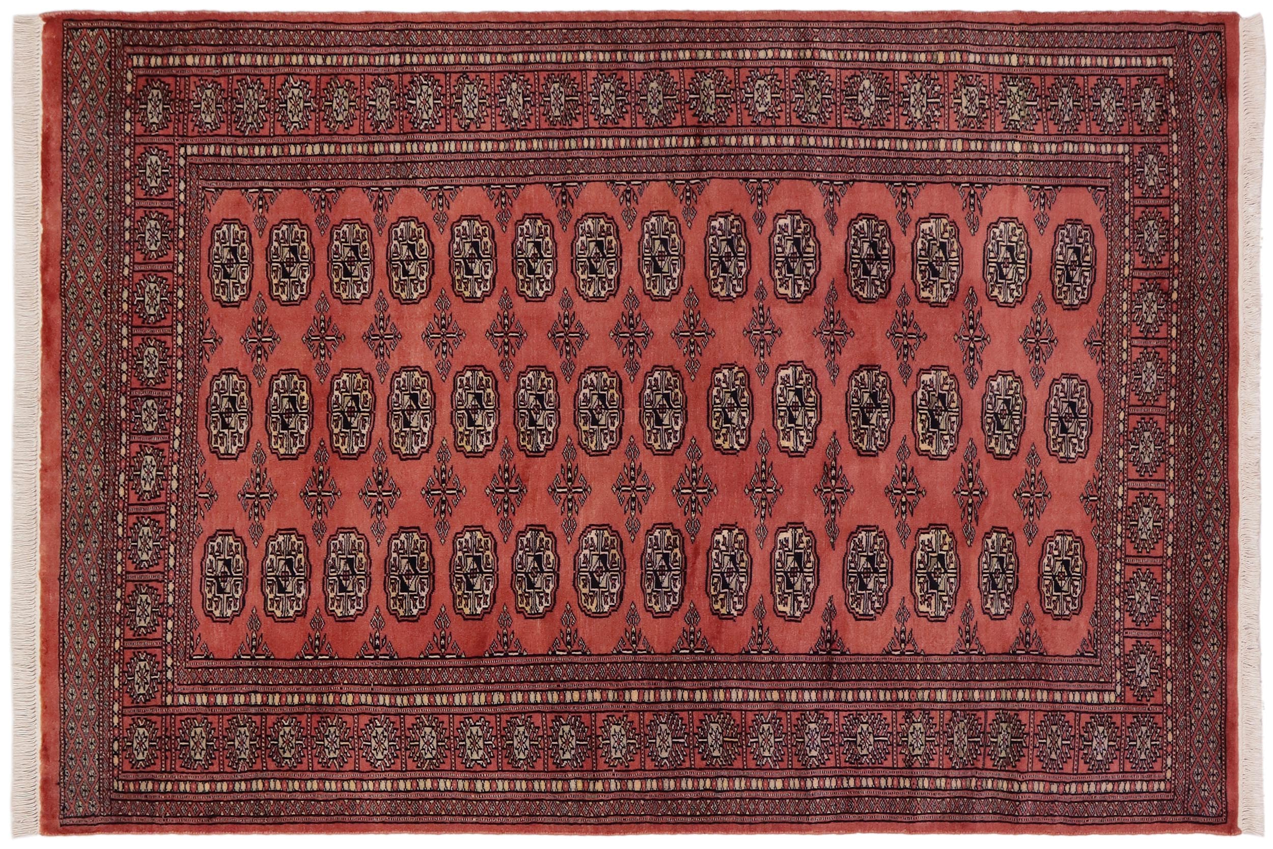 handmade Geometric Bokhara Pink Green Hand Knotted RECTANGLE 100% WOOL area rug 4X6